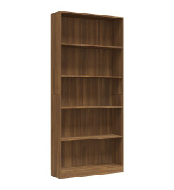 Bibliothèque 5 niveaux Chêne marron 80x24x175cm Bois ingénierie