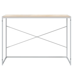 Bureau d'ordinateur Blanc et chêne 110x60x70 cm Aggloméré