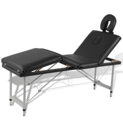 Table de massage pliable Noir 4 zones avec cadre en aluminium