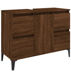 Meuble d'évier chêne marron 80x33x60 cm bois d'ingénierie