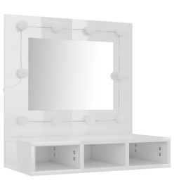 Armoire à miroir avec LED Blanc brillant 60x31,5x62 cm