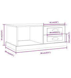 Table basse Chêne fumé 90x50x35 cm Bois d'ingénierie