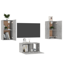 Ensemble de meubles TV 3 pcs Gris béton Aggloméré