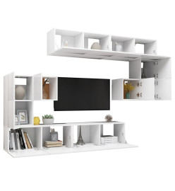 Ensemble de meuble TV 8 pcs Blanc Aggloméré