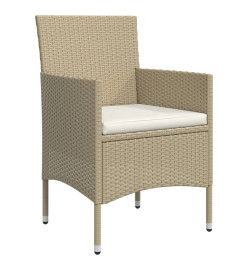 Mobilier de salle à manger de jardin coussins 7 pcs Beige/noir