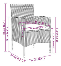 Mobilier de salle à manger de jardin coussins 7 pcs Beige/noir