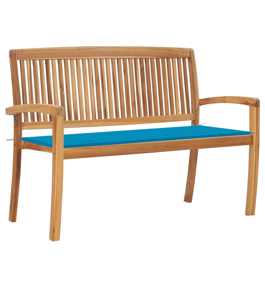 Banc de jardin empilable et coussin 128,5cm Bois de teck massif