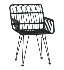 Mobilier à dîner de jardin 5 pcs Noir Résine tressée