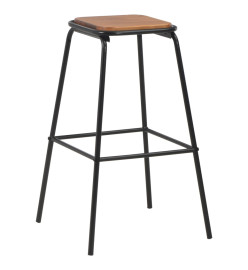 Tabourets de bar lot de 6 noir pinède solide et acier