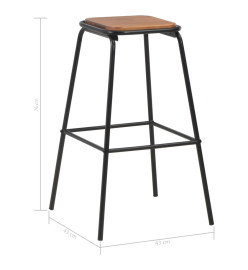 Tabourets de bar lot de 6 noir pinède solide et acier