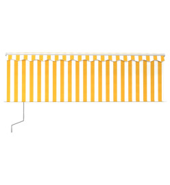 Auvent automatique capteur de vent LED 4,5x3 m Jaune et blanc