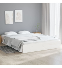 Cadre de lit blanc bois massif 140x190 cm