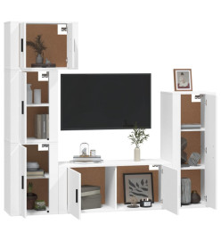 Ensemble de meubles TV 5 pcs Blanc Bois d'ingénierie