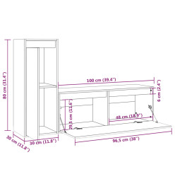 Meubles TV 2 pcs Bois massif de pin