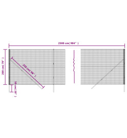 Clôture en treillis métallique vert 2x25 m acier galvanisé