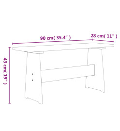 Table à manger avec banc Marron miel et gris Bois de pin solide