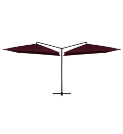 Parasol double avec mât en acier 250 x 250 cm Rouge bordeaux