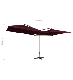 Parasol double avec mât en acier 250 x 250 cm Rouge bordeaux