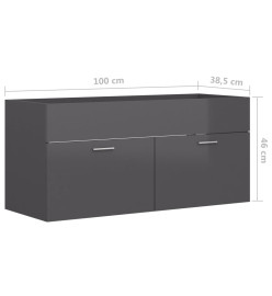 Armoire d'évier Gris brillant 100x38,5x46 cm Aggloméré