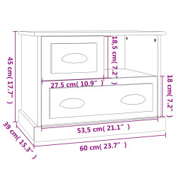 Table de chevet chêne sonoma 60x39x45 cm