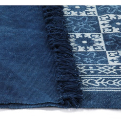 Tapis Kilim Coton 120 x 180 cm avec motif Bleu