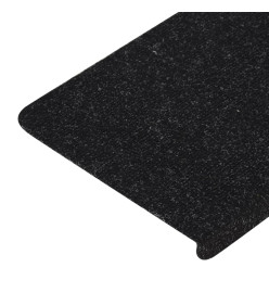 Tapis d'escalier auto-adhésifs 15 pcs 65x24,5x3,5 cm Anthracite