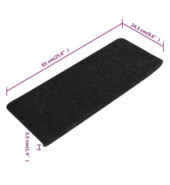 Tapis d'escalier auto-adhésifs 15 pcs 65x24,5x3,5 cm Anthracite