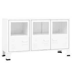 Buffet industriel Blanc 105x35x62 cm Métal et verre