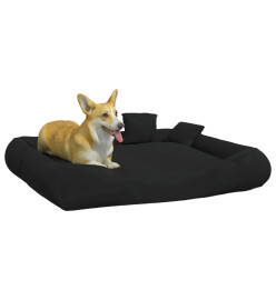 Coussin avec oreillers pour chien Noir 115x100x20 cm Tissu