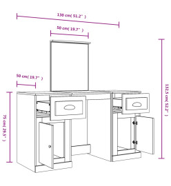 Coiffeuse avec miroir chêne sonoma 130x50x132,5 cm