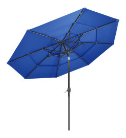 Parasol à 3 niveaux avec mât en aluminium Bleu azuré 3 m