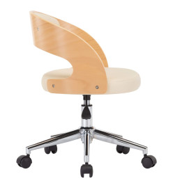 Chaise pivotante de bureau Crème Bois courbé et similicuir