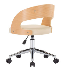 Chaise pivotante de bureau Crème Bois courbé et similicuir