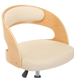 Chaise pivotante de bureau Crème Bois courbé et similicuir