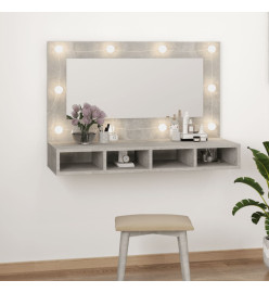 Armoire à miroir avec LED Gris béton 90x31,5x62 cm