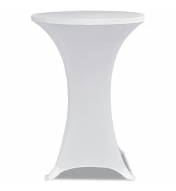 Housse de table Ø 70 cm Blanc extensible 2 pcs