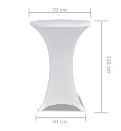 Housse de table Ø 70 cm Blanc extensible 2 pcs