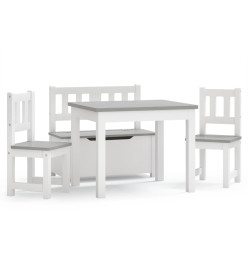 Ensemble de table et chaises enfants 4 pcs Blanc et gris MDF