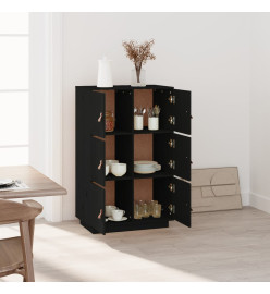 Buffet haut Noir 67x40x108,5 cm Bois massif de pin