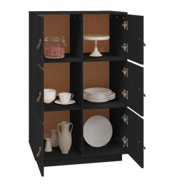 Buffet haut Noir 67x40x108,5 cm Bois massif de pin