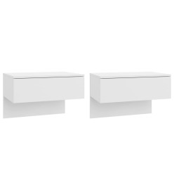 Tables de chevet murales 2 pcs Blanc brillant