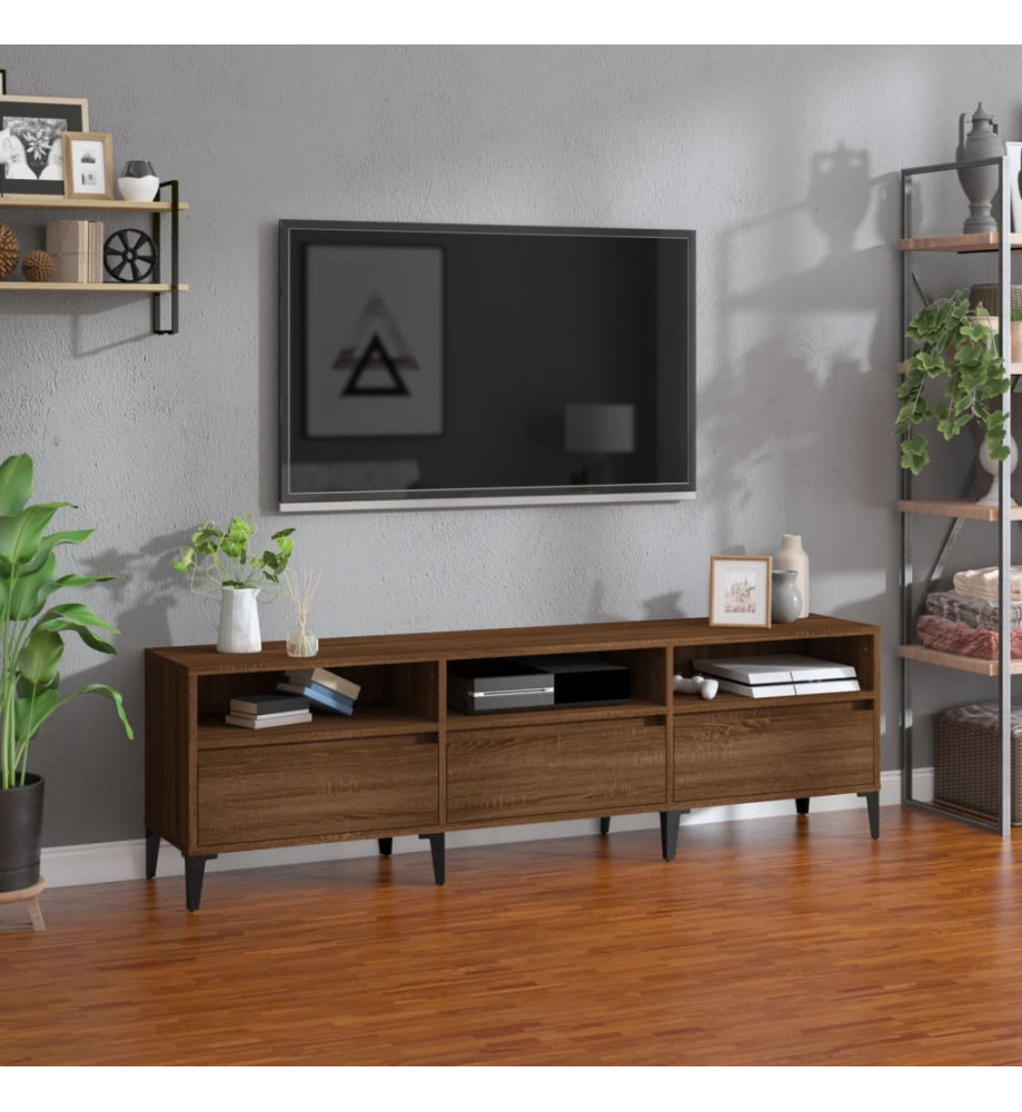 Meuble TV chêne marron 150x30x44,5 cm bois d'ingénierie