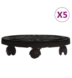 Chariots à plantes avec roues 5 pcs Diamètre 30 cm Noir 170 kg