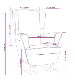 Fauteuil à bascule pieds en bois massif d'hévéa Marron Velours