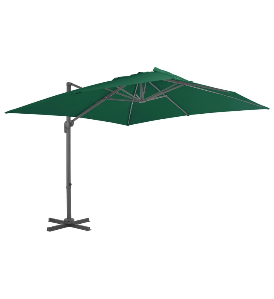 Parasol déporté avec mât en aluminium Vert 300x300 cm