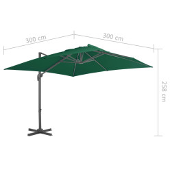 Parasol déporté avec mât en aluminium Vert 300x300 cm