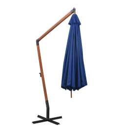 Parasol suspendu avec mât Bleu azuré 3,5x2,9 m Bois de sapin