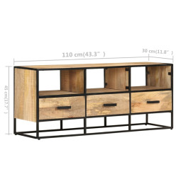 Meuble TV 110x30x45 cm Bois de manguier brut