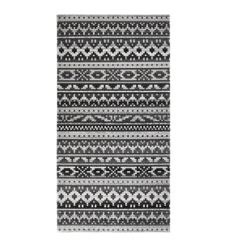 Tapis à tissage plat d'extérieur 80x150 cm Gris foncé