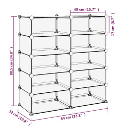 Étagère à chaussures Transparent 84x32x88,5 cm PP